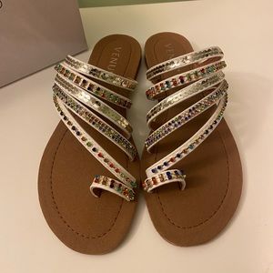 Venus Strappy Toe Ring Sandals - White - size 7
